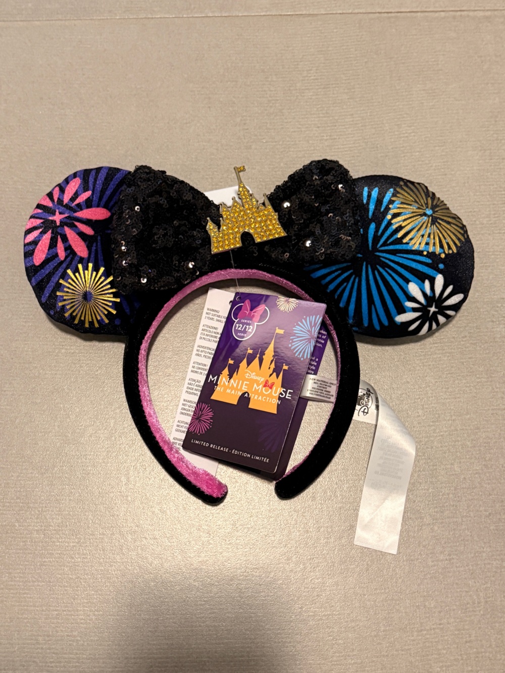 Disney Main Attraction Series Minnie Mouse Fireworks Sequin Ear Headband.